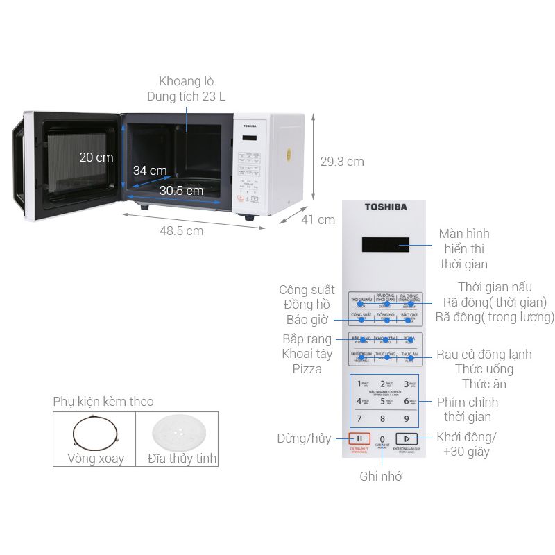 Kích thước Lò vi sóng Toshiba ER-SS23(W1)VN Kích thước Lò vi sóng Toshiba ER-SS23(W1)VN