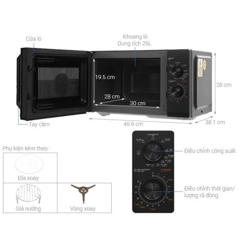 Kích thước Lò vi sóng Toshiba MW3-MG25PE(BK)