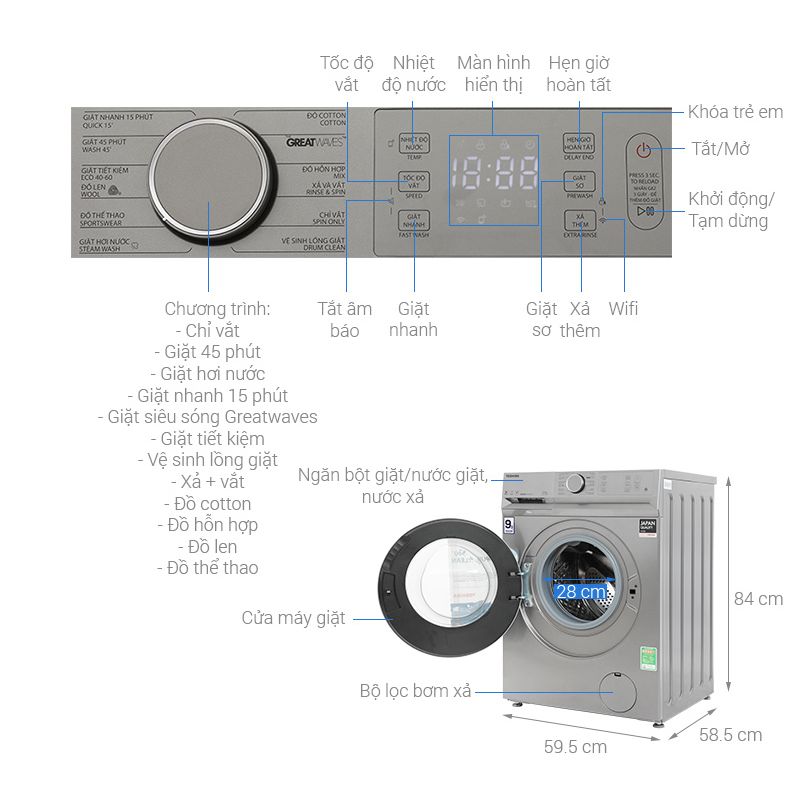 Kích thước Máy giặt thông minh Toshiba TW-BL105A4V(SS) Kích thước Máy giặt thông minh Toshiba TW-BL105A4V(SS)