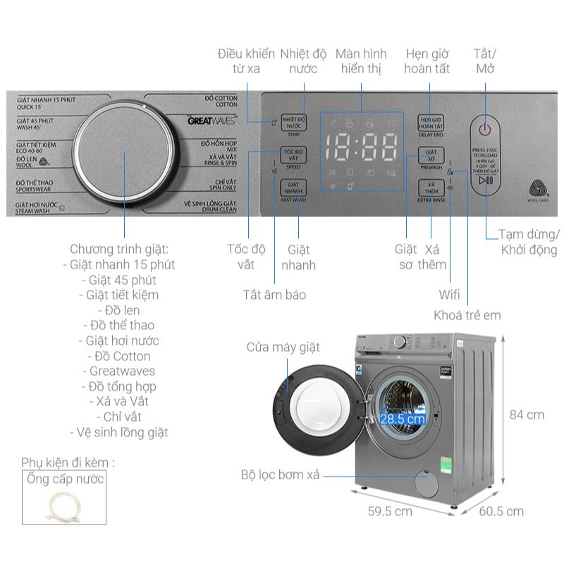 Kích thước Máy giặt thông minh Toshiba TW-BL115A2V(SS) Kích thước Máy giặt thông minh Toshiba TW-BL115A2V(SS)