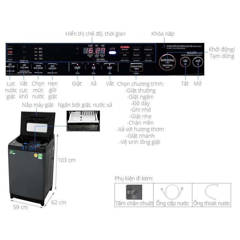 Kích thước Máy giặt Toshiba AW-DUJ1400GV Kích thước Máy giặt Toshiba AW-DUJ1400GV