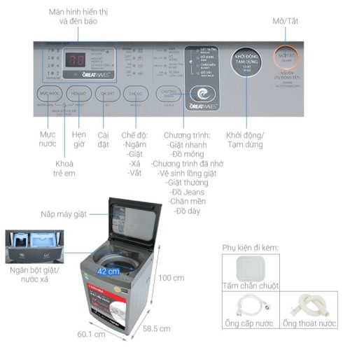 Kích thước Máy giặt Toshiba AW-DUK1300KV(SG)