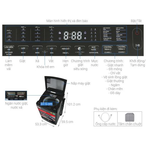 Kích thước Máy giặt Toshiba AW-DUM1100JV(SG)
