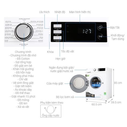 Máy giặt Toshiba TW-BK105S2V 5 Kích thước Máy giặt Toshiba TW-BK105S2V