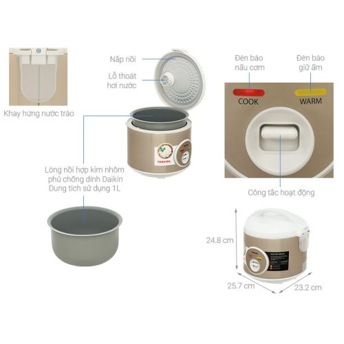 Nồi cơm điện RC-10JH1TVN(N) 5 Kích thước Nồi cơm điện RC-10JH1TVN(N)