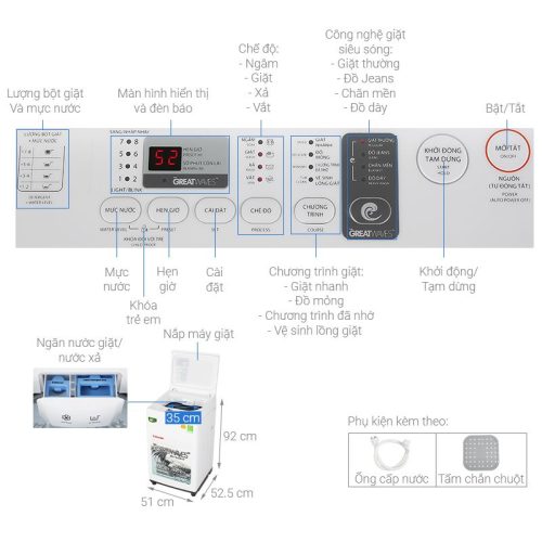 Thông số Máy giặt Toshiba 7 kg K800AV