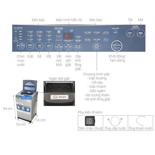 Máy giặt Toshiba AW-J920LV 5 Thông số Máy giặt Toshiba AW-J920LV