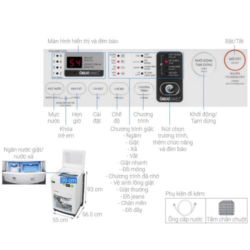 Máy giặt Toshiba K900DV 5 Thông số Máy giặt Toshiba K900DV