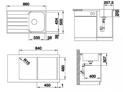 Thiết kế của Chậu rửa bát Blanco Lemis 45S-IF