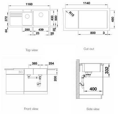 thiết kế của Chậu rửa bát Blanco Naya 8 S