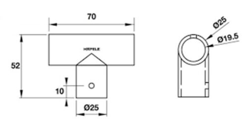 Bas nối chữ T phòng tắm ính Hafele 981.52.797 5 Kích thước của Bas nối chữ T phòng tắm ính Hafele 981.52.797