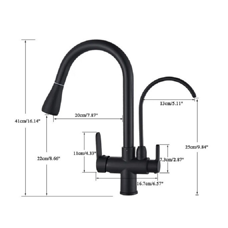 Vòi rửa bát Henry HR-V8011 Black 5 Kích thước vòi rửa bát Henry HR-V8011 Black