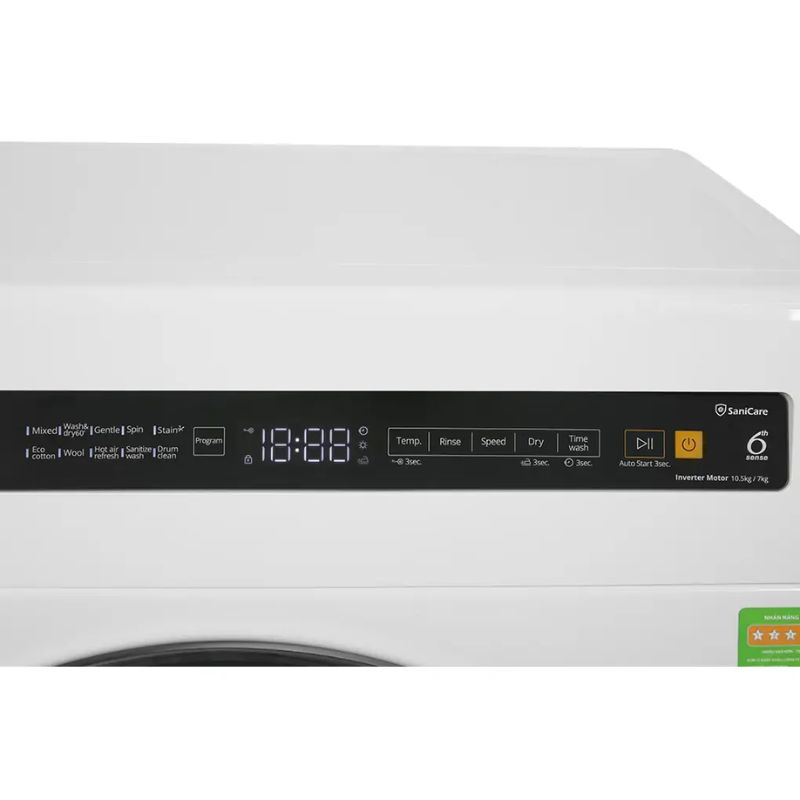 Máy Giặt Sấy Whirlpool Inverter Giặt 10.5 Kg - Sấy 7 Kg WWEB10702FW 5 Bảng điều khiển máy Giặt Sấy Whirlpool Inverter Giặt 10.5 Kg - Sấy 7 Kg WWEB10702FW