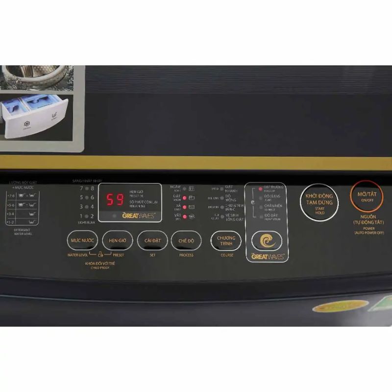 Máy Giặt Toshiba Inverter 10 Kg AW-DM1100PV(KK) cửa trên 5 Bảng điều khiển máy Giặt Toshiba Inverter 10 Kg AW-DM1100PV(KK) cửa trên