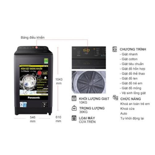 Máy Giặt Panasonic 10 Kg NA-F100A9BRV cửa trên 9 Kích thước máy Giặt Panasonic 10 Kg NA-F100A9BRV cửa trên