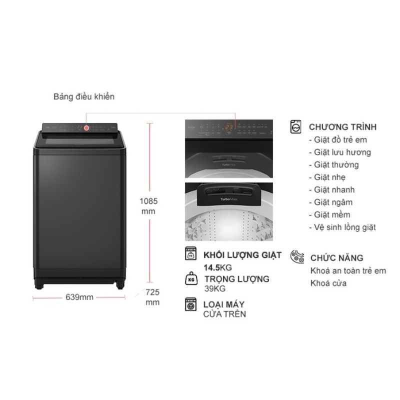 Máy Giặt Panasonic Inverter 14.5 Kg NA-FD290CEBV cửa trên 6 Kích thước máy Giặt Panasonic Inverter 14.5 Kg NA-FD290CEBV cửa trên