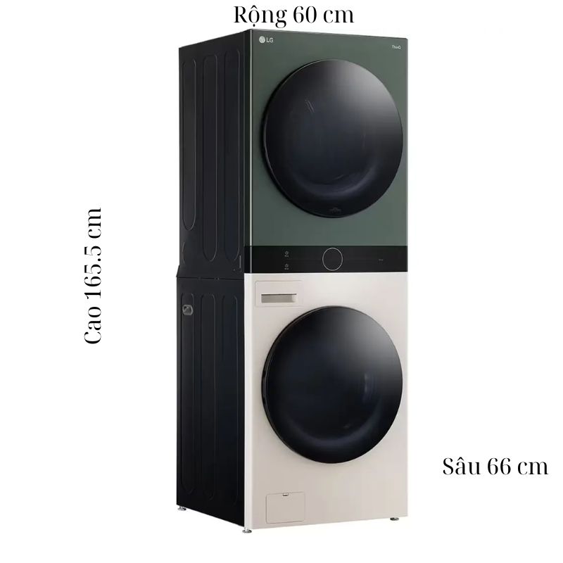 Tháp Giặt Sấy LG Inverter Giặt 14 - Sấy 10 Kg WT1410NHEG 6 Kích thước tháp Giặt Sấy LG Inverter Giặt 14 - Sấy 10 Kg WT1410NHEG