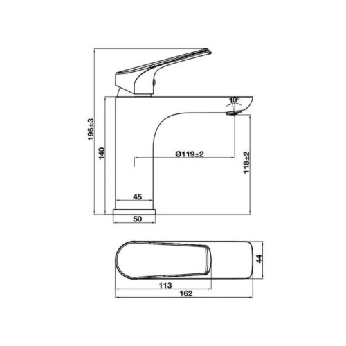 Thông số vòi trộn lavabo Vigor II 118 Hafele 589.15.182