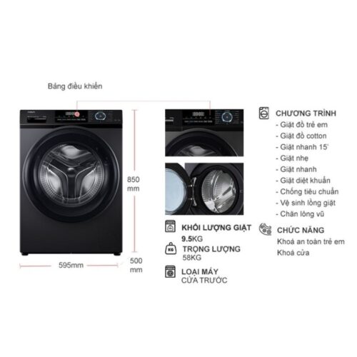 Máy Giặt Aqua Inverter 9.5 Kg AQD-A952J.BK cửa trước 7 Kích thước máy Giặt Aqua Inverter 9.5 Kg AQD-A952J.BK cửa trước