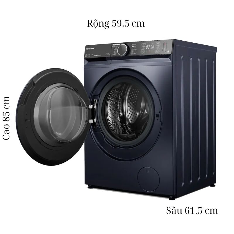 Máy Giặt Toshiba Inverter 9.5 Kg TW-T23BU105UWV(MG) cửa trước 4 Kích thước máy Giặt Toshiba Inverter 9.5 Kg TW-T23BU105UWV(MG) cửa trước