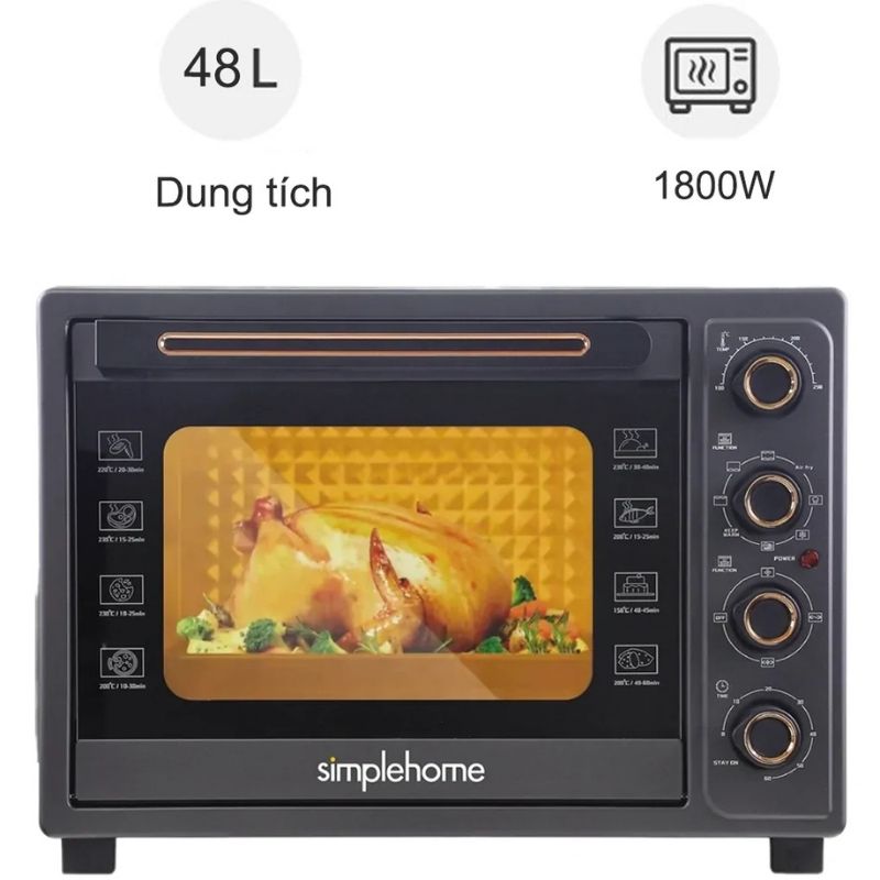 Lò chiên không dầu kết hợp nướng Simplehome TOV-48G 48 Lít 2 Lò chiên không dầu kết hợp nướng Simplehome TOV-48G 48 Lít