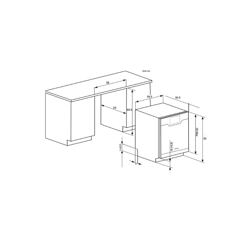 Máy rửa bát Spelier SP 08 UOZ 5 Kích thước máy rửa bát Spelier SP-08 UOZ