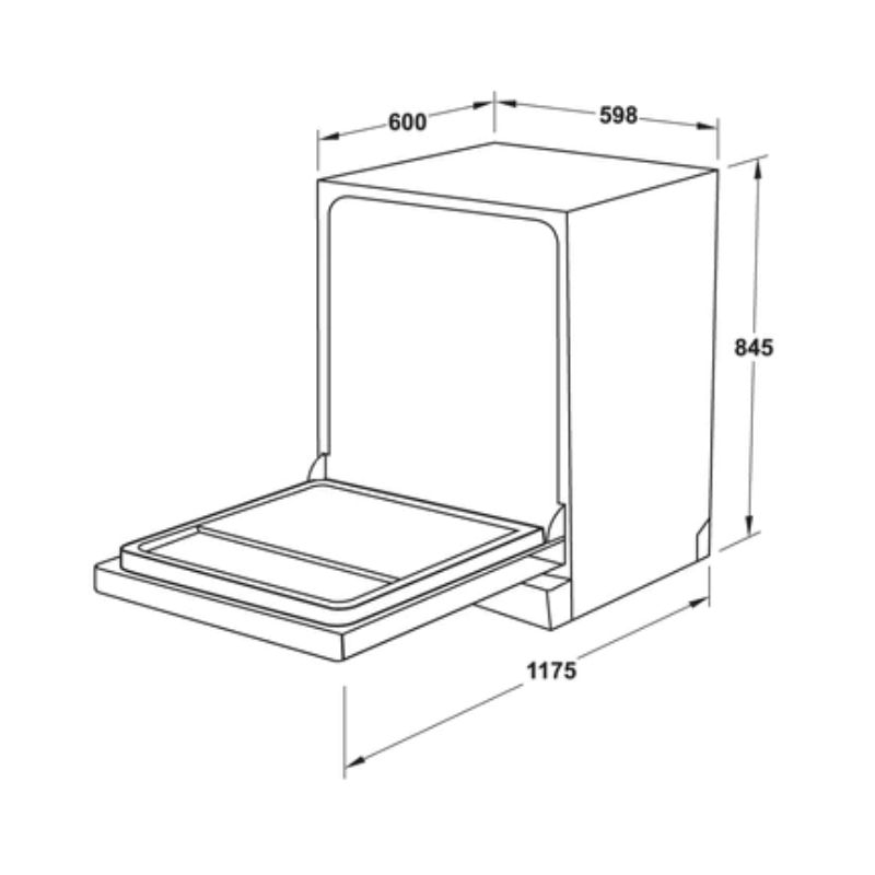 Máy rửa chén độc lập Hafele HDW-F60EB 538.21.310 14 bộ 8 Kích thước Máy rửa bát độc lập Hafele HDW-F60EB 538.21.310