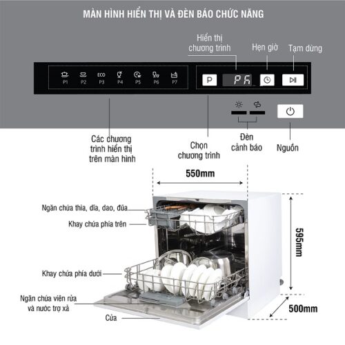 Máy rửa bát Kocher KDEU-8838BL 5 Thiết kế Máy rửa bát Kocher KDEU-8838BL