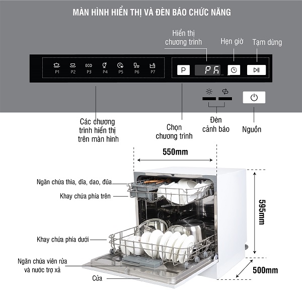 Máy rửa bát Kocher KDEU-8838BL 4 Thiết kế Máy rửa bát Kocher KDEU-8838BL