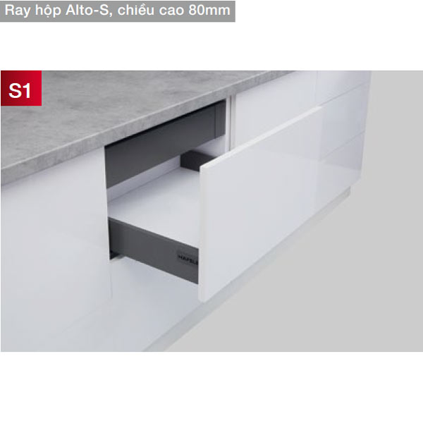 Ray hộp Alto-S chiều cao 80mm Hafele 552.35.365 3 Ray hộp Alto-S chiều cao 80mm Hafele 552.35.365