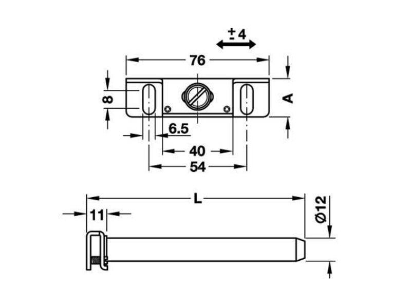 Chốt đỡ kệ âm gắn tường 100mm 283.33.931 4 Chốt đỡ kệ âm gắn tường 100mm 283.33.931