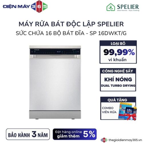Máy rửa bát độc lập Spelier SP 16DWKT/G