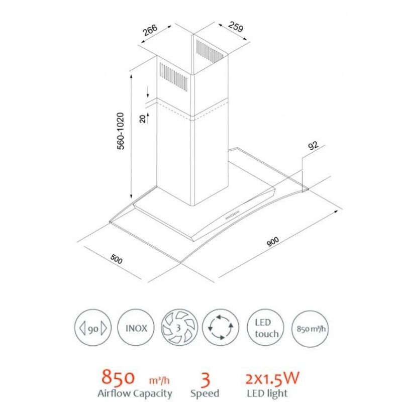 Máy Giặt Samsung Inverter 12 kg WA12CG5745BVSV cửa trên 2 Kích thước máy hút mùi kính cong Tomate TOM 3155‐90