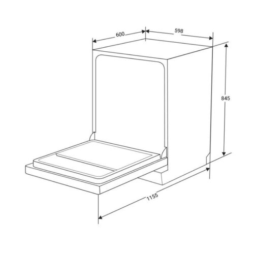 Máy rửa bát độc lập Tomate TOM 7601‐W15F 9 Kích thước máy rửa bát độc lập Tomate TOM 7601‐W15F