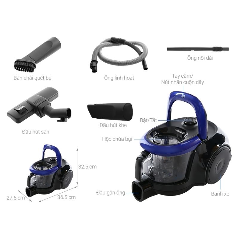 Máy hút bụi dạng hộp Samsung VC18M2120SB/SV 6 Kích Thước Máy hút bụi dạng hộp Samsung VC18M2120SB/SV