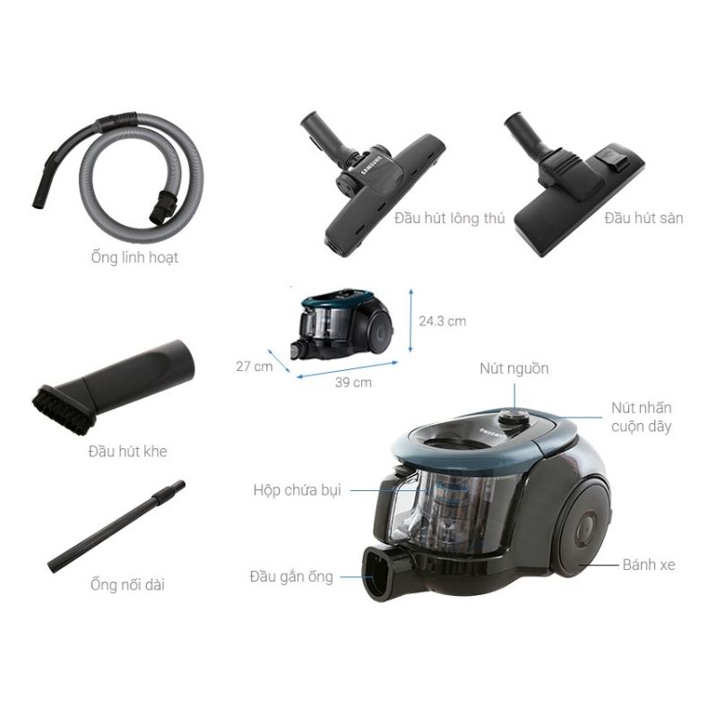 Máy hút bụi dạng hộp Samsung VC18M21M0VN/SV 6 Kích Thước Máy hút bụi dạng hộp Samsung VC18M21M0VN/SV