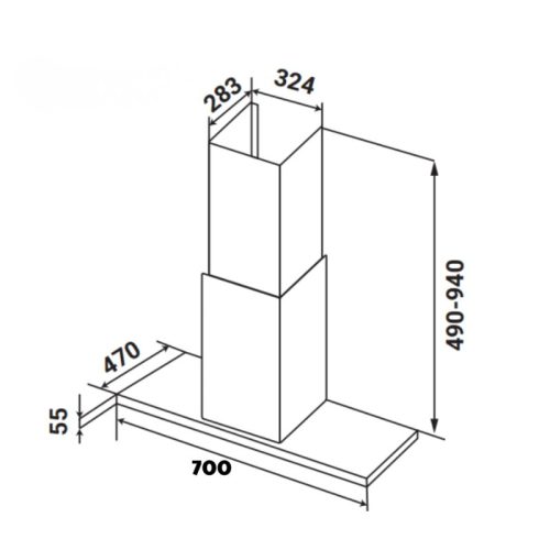 Máy hút mùi Kaff KF-70RH 9 Kích thước máy hút mùi Kaff KF-70RH