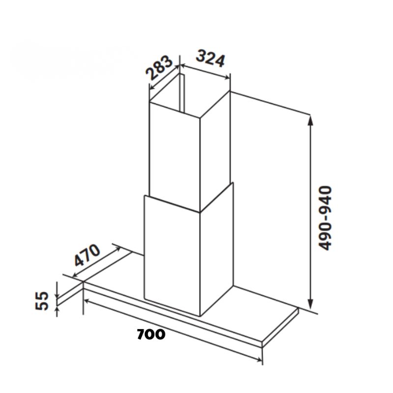 Máy hút mùi Kaff KF-70RH 6 Kích thước máy hút mùi Kaff KF-70RH