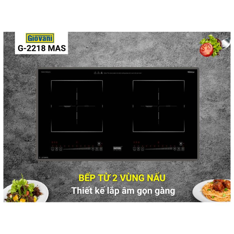 Bếp từ đôi Giovani G-2218 MAS lắp âm 4 Ảnh bếp từ đôi Giovani G-2218 MAS lắp âm