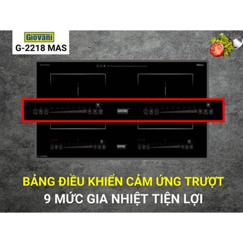 Bếp từ đôi Giovani G-2218 MAS lắp âm 8 Bảng điều khiển Bếp từ đôi Giovani G-2218 MAS lắp âm