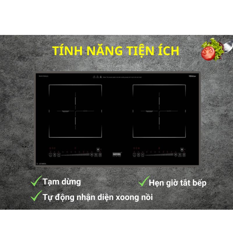 Bếp từ đôi Giovani G-2218 MAS lắp âm 5 Chức năng Bếp từ đôi Giovani G-2218 MAS lắp âm