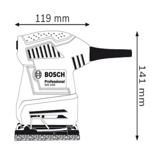 Máy chà nhám vuông Bosch GSS 1400 11 size may cha nham bosch gss 1400