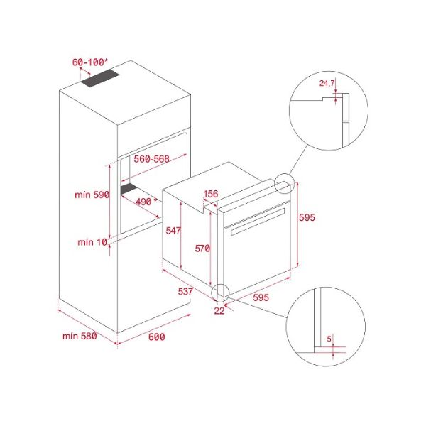 Lò nướng Teka HCB 6525 111020029 5 Kích thước của Lò nướng Teka HCB 6525