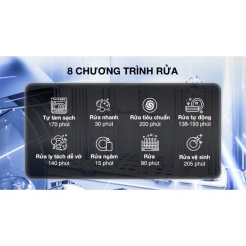 Máy rửa bát độc lập Hafele HDW-F6051S 538.21.370 12 Chương trình rửa của máy rửa bát độc lập Hafele HDW-F6051S 538.21.370