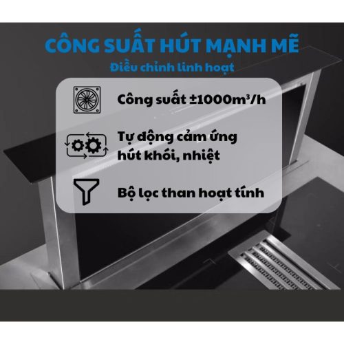 Máy út mùi KAFF KF-AT900 âm bàn 11 Công suất Máy út mùi KAFF KF-AT900 âm bàn