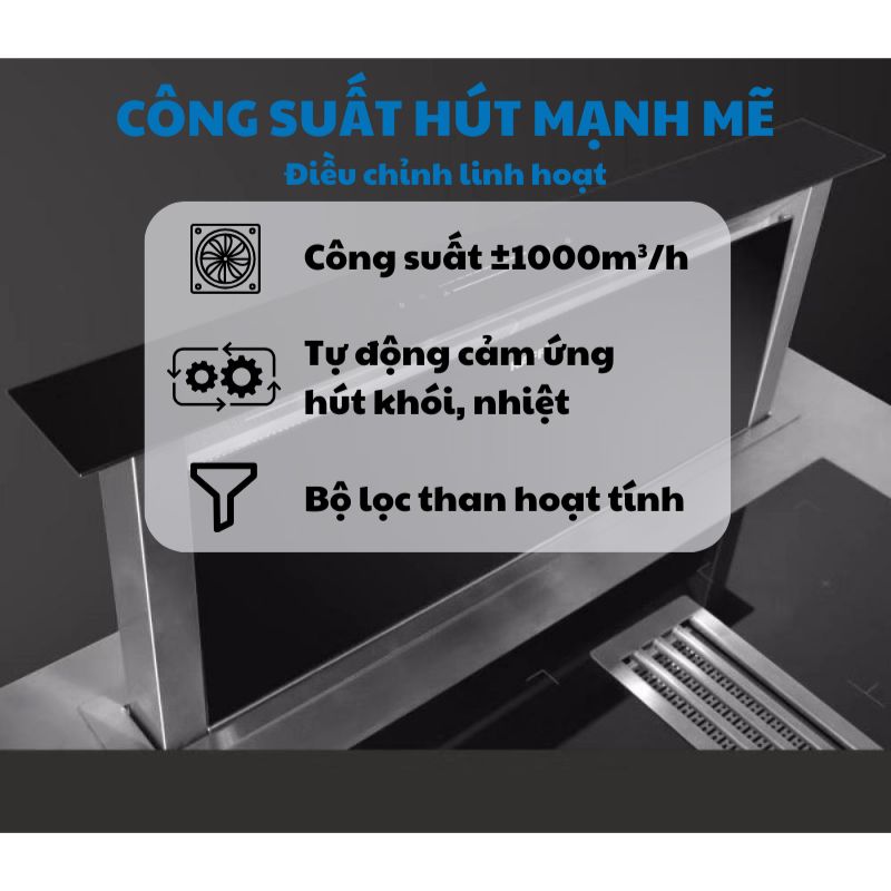 Máy út mùi KAFF KF-AT900 âm bàn 5 Công suất Máy út mùi KAFF KF-AT900 âm bàn