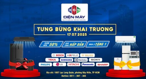 SIÊU SALE lên đến 50% và ngàn QUÀ TẶNG hấp dẫn: Mừng khai trương Showroom mới Điện máy 365 Tân Bình 1 banner chung huhu 922x500 4h04