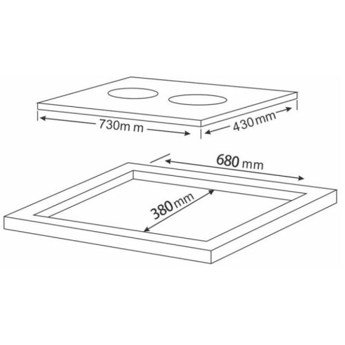 Kích thước bếp từ 2 vùng nấu Teka IBC 7320 S 112510041