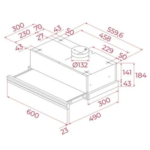Máy hút mùi âm tủ Teka TOTAL CNL 6415 9 Kích thước ảnh máy hút mùi âm tủ Teka TOTAL CNL 6415