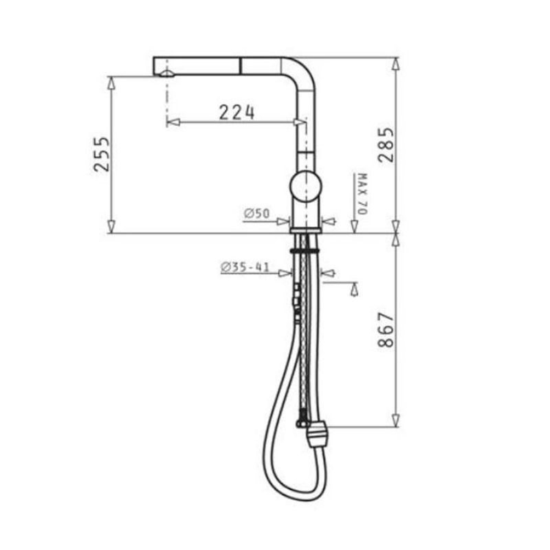 Vòi rửa Pyramis Bosch HMH.096700201 - Aladia 4 Kích thước Vòi rửa Pyramis Bosch HMH.096700201 - Aladia